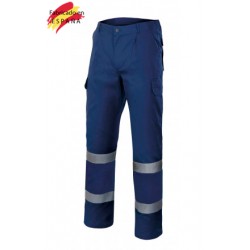 Pant. multibolsillos con banda reflect.