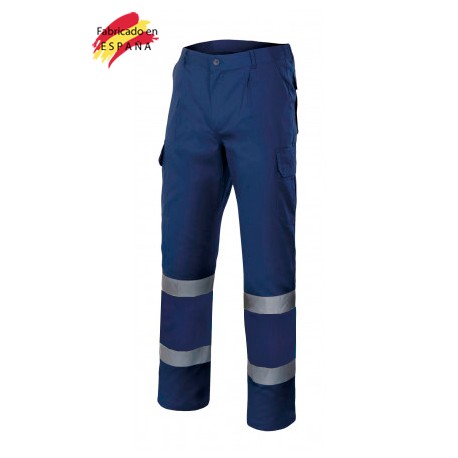 Pant. multibolsillos con banda reflect.