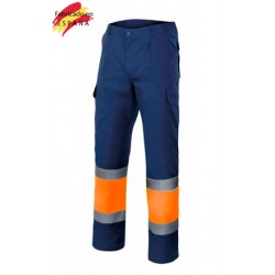 Pant. multibolsillos combi naranja reflect.